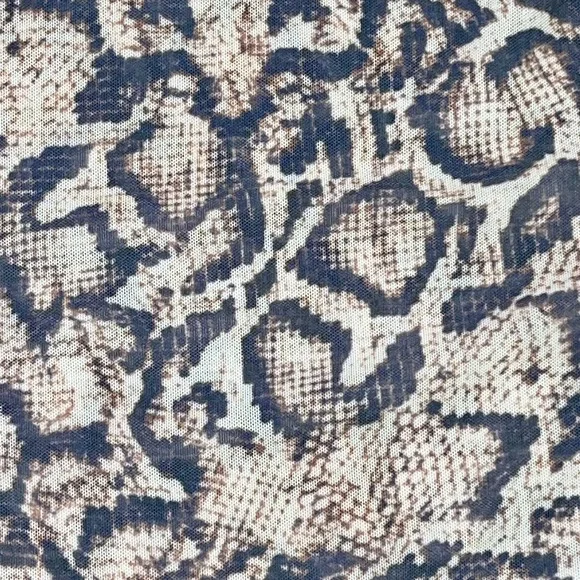 LNA Top Womens Large Snakeskin Mesh Mock Neck Short Sleeve Snake Print Fitted - Picture 4 of 8